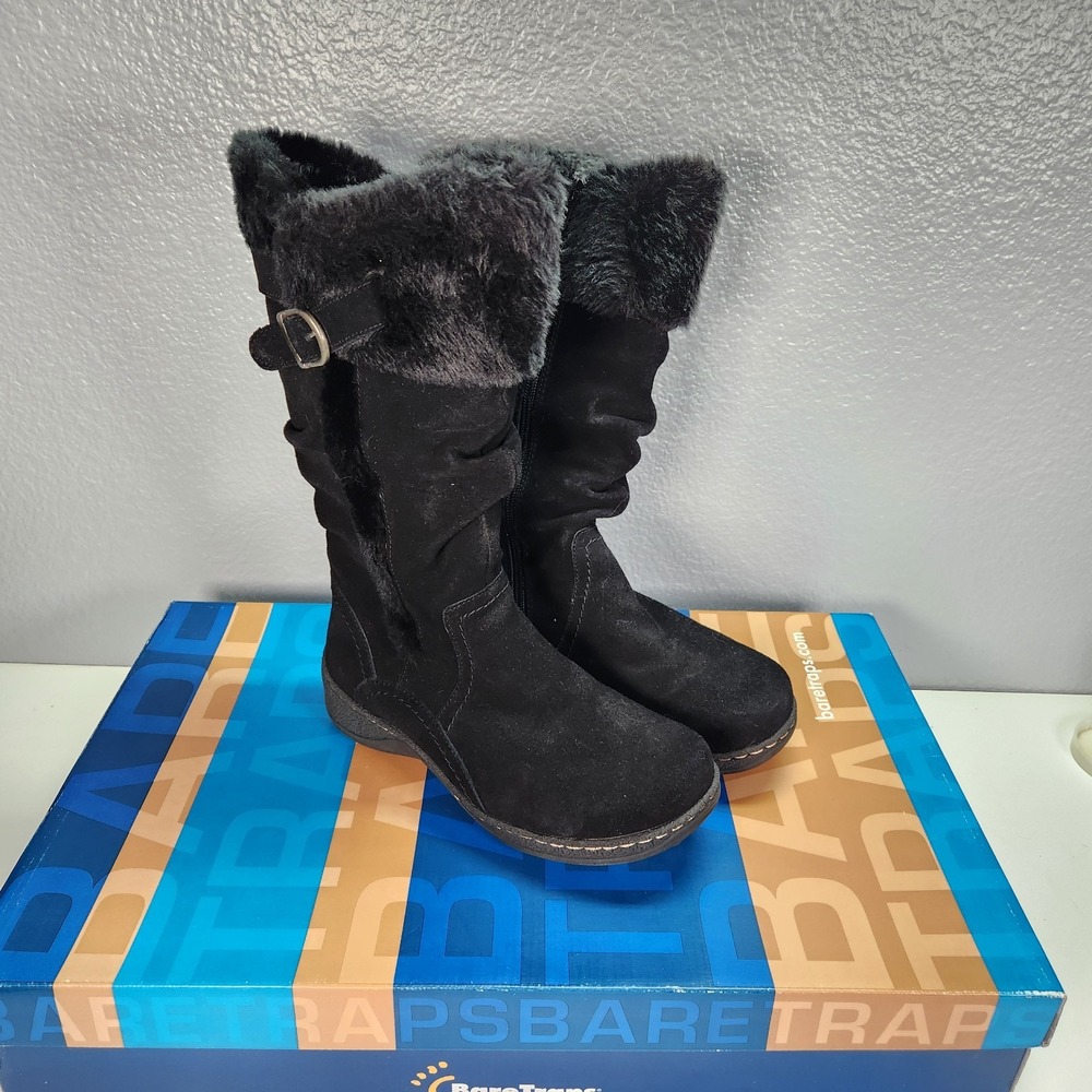 Baretraps Emilse Suede Leather Faux Fur Lined Winter Boots Black 7W BT19951W
